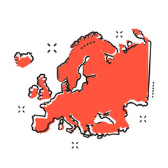 Cartoon Europe map icon in comic style. Europe illustration pictogram. Country geography sign splash business concept.