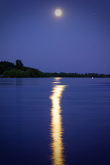 Moonlit road. landscape with the moon