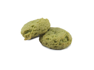 Green Tea Cookies on a White Isolated Background.
