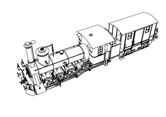 retro sketch of a steam locomotive vector