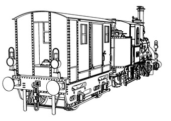 retro sketch of a steam locomotive vector