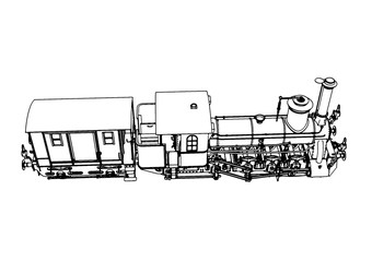 retro sketch of a steam locomotive vector