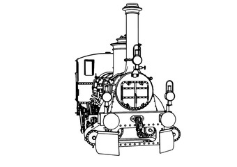 retro sketch of a steam locomotive vector