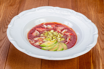 Gazpacho soup with crab