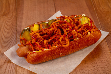 Hot dog with sauce