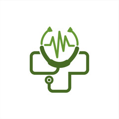 Medical care with Cross icon, Healthcare Stethoscope Cross Logo icon