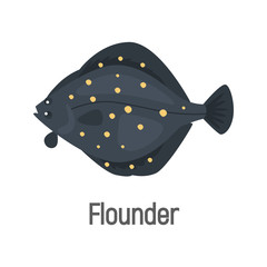 Flounder fish color isolated on white icon