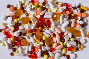 a large pile of multi-colored tablets