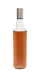 Bottle of whiskey on white background.