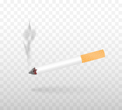 A smoking cigarette. Realistic vector illustration isolated on a transparent background.