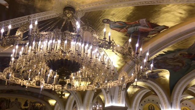 Belgrade, Serbia - July  06, 2018: Underground crypt of orthodox Saint Sava church in Belgrade, Serbia