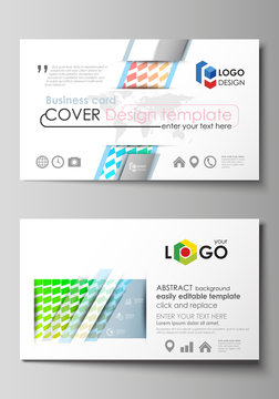 Business card templates. Easy editable layout, vector design template. Colorful rectangles, moving dynamic shapes forming abstract polygonal style background.