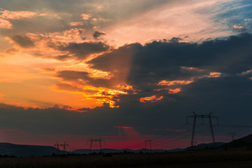 Fototapeta premium power station at sunset