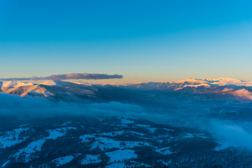 Winter landscape in Carpathian Mountains