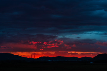 Fototapeta premium sunset over the mountains