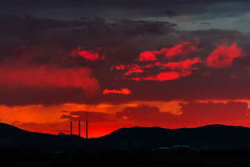 sunset over the city