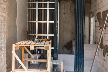 Bench for painting the ceiling
