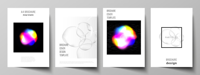 Vector layout of A4 format cover mockups design templates for brochure, magazine, flyer, report. Sci-fi technology design background. Abstract futuristic or medical consept backgrounds to choose from.