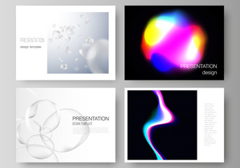The vector layout of the presentation slides design business templates. SPA and healthcare design, sci-fi technology background. Abstract futuristic or medical consept backgrounds to choose from