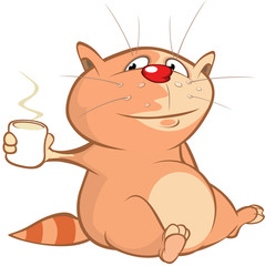  Illustration of a Cute Cat. Cartoon Character