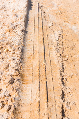railway tracks in the sand