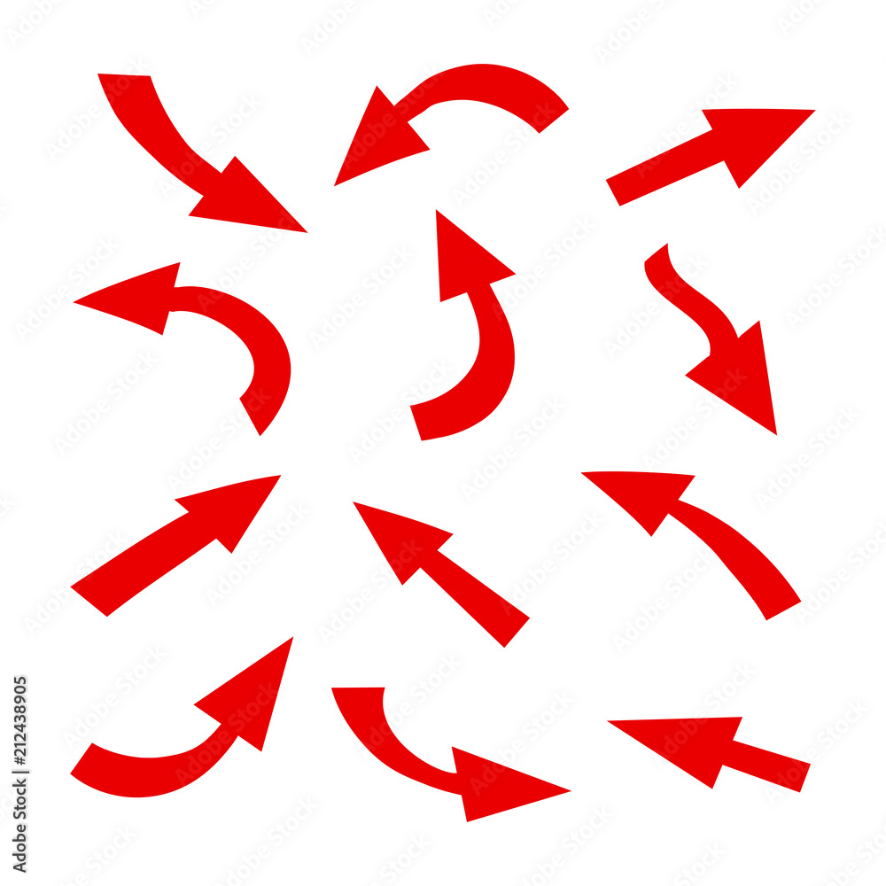Poster set arrow icon. different red arrows sign. elements for infographic – vector