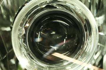 Lens projector headlight scene.