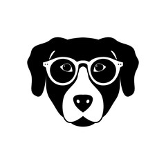 Portrait of Labrador Retriever in glasses isolated on white background. Dog icon. Vector illustration.