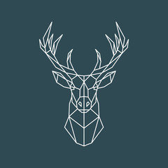 Polygonal deer portrait. Geometric animal illustration. Reindeer poster. Scandinavian style. Vector print. - obrazy, fototapety, plakaty