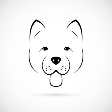 recommend clip art: Portrait of cute Chow-Chow isolated on white background. Line art dog icon. Vector illustration.