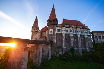 Fototapeta na wymiar Old medieval Corvinesti Castle, Romania