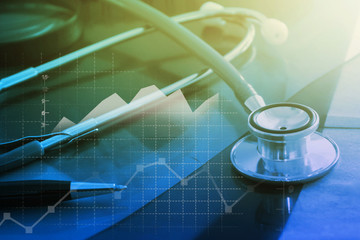Medical examination and healthcare business graph , health insurance, Health check concept