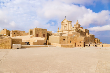 Victoria, the island of Gozo, Malta. Fortifications of the Citadel and the Cathedral of Santa Maria