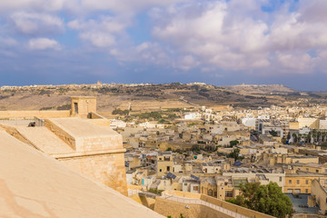 Fototapeta na wymiar Victoria, the island of Gozo, Malta. Citadel and city