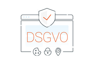 DSGVO Basic Data Protection Regulation Concept with website, germany, cookie, lock, ip, shield