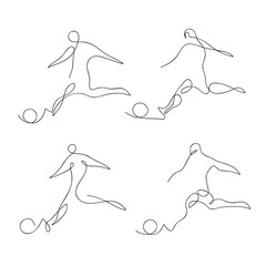 One line football player. Hand drawn sketch. Vector illustration.