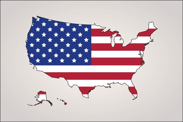 Map of USA with flag