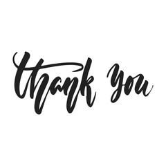 Thank you - hand drawn wedding romantic lettering phrase isolated on the white background. Fun brush ink vector calligraphy quote for invitations, greeting cards design, photo overlays.