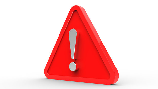 Red Warning Sign in 3D
