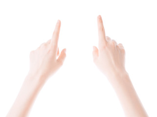 female hand touching or pointing to something