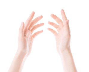 beautiful woman's hand isolated on white background