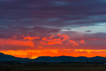 Landscape at the sunset