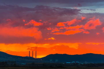 Landscape at the sunset
