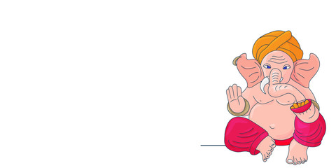 Vector illustration for Ganesh Chaturthi Festivity: Lord Ganesha also known as Ganapati, Vinayaka, Pillaiyar and Binayak.