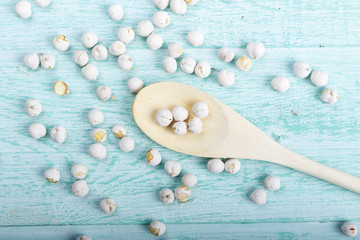 raw chickpeas scattered