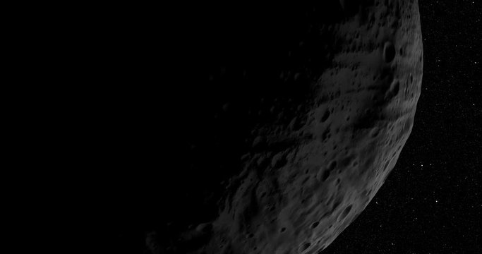 Coming around to the lit side of Vesta, in medium orbit. Long and slow. Reversible, can be rotated 180 degrees. Elements of this image furnished by NASA.