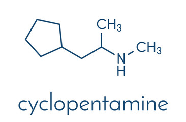 Cyclopentamine nasal decongestant drug molecule (largely discontinued). Skeletal formula.