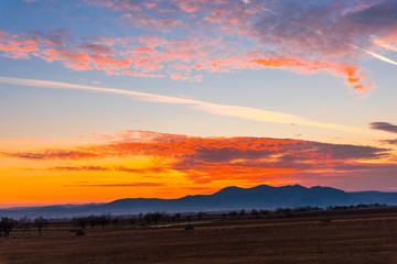 sunset in the mountains