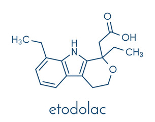 Fototapeta premium Etodolac NSAID drug molecule. Skeletal formula.