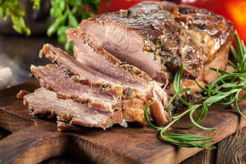 Baked pork belly or bacon